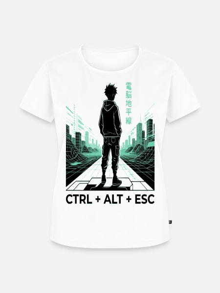 Neongrid Cyberpunk CTRL ALT ESC - Frauen Premium Bio T-Shirt - Weiß