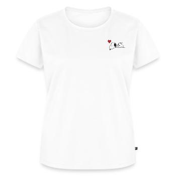 Peanuts Snoopy Herz Brustmotiv - Frauen Premium Bio T-Shirt - Weiß - Vorne - AI Model Female 172 dark (172cm)