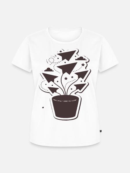 Papierflug-Pflanzenzauber - Frauen Premium Bio T-Shirt - Weiß