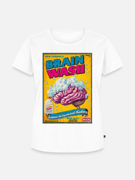 Gehirnwäsche Plakat - Frauen Premium Bio T-Shirt - Weiß