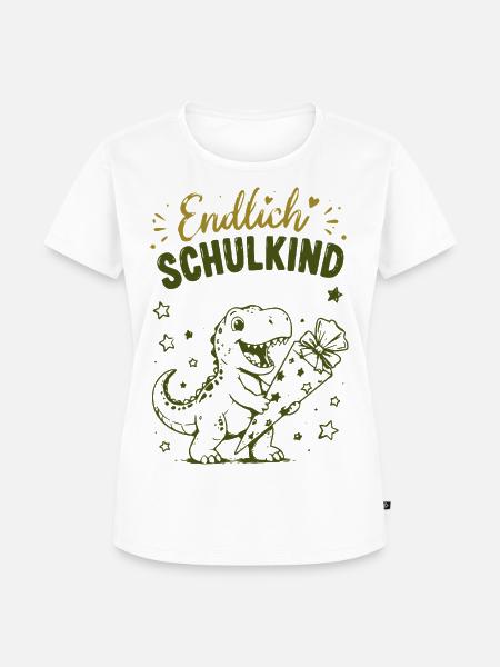 Endlich Schulkind Dino Stift - Frauen Premium Bio T-Shirt - Weiß