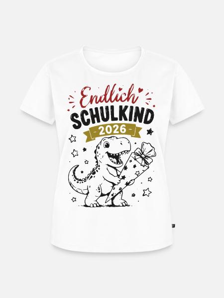 Endlich Schulkind 2026 Dino - Frauen Premium Bio T-Shirt - Weiß