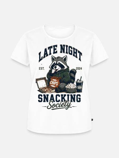 Late Night Snacking Society Waschbär - Frauen Premium Bio T-Shirt - Weiß