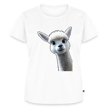 neugieriges Alpaka - Frauen Premium Bio T-Shirt - Weiß - Vorne - AI Model Female 172 dark (172cm)