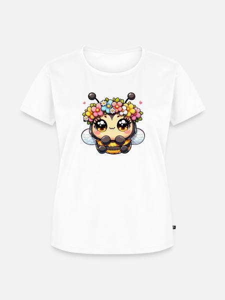 Biene mit Blumenkranz - Frauen Premium Bio T-Shirt - Weiß