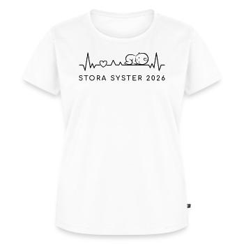 Storesøster 2026 Heartbeat Svensk - Premium økologisk T-shirt til kvinder - hvid - Foran - AI Model Female 172 dark (172cm)
