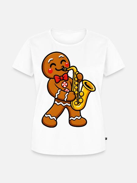 Lebkuchenmann mit Saxophon - Frauen Premium Bio T-Shirt - Weiß
