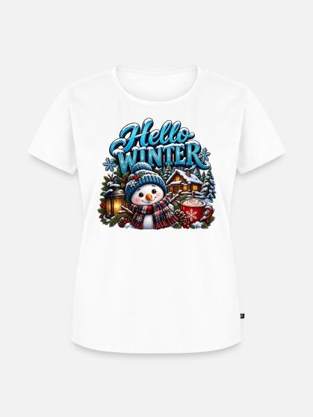 Hallo Winter-Schneemann - Frauen Premium Bio T-Shirt - Weiß