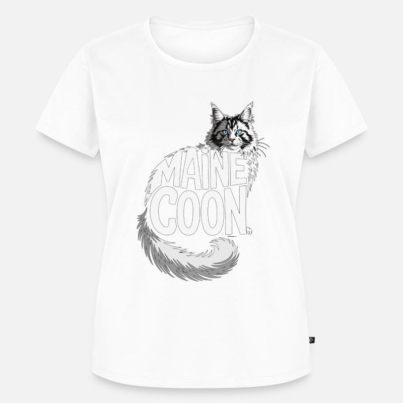 Maine Coon Katze Illustration Design - Frauen Premium Bio T-Shirt - Weiß
