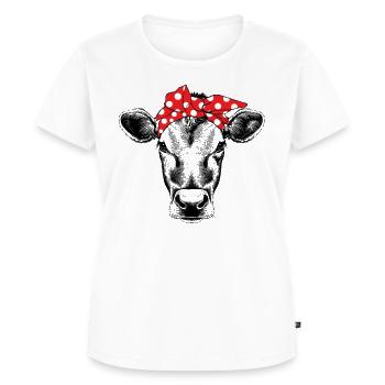 Bandana-Kuh - Frauen Premium Bio T-Shirt - Weiß - Vorne - AI Model Female 172 dark (172cm)