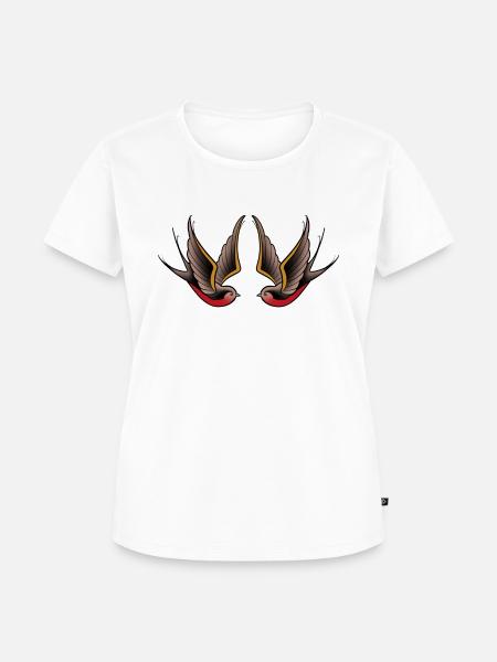 Doppelter Vogel alte Schule Tattoo-Stil - Frauen Premium Bio T-Shirt - Weiß