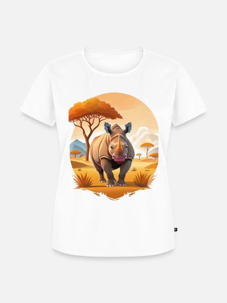 Nashorn in der Savanne - Frauen Premium Bio T-Shirt - Weiß