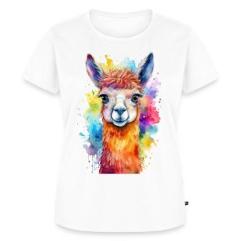 Lama oder Alpaka Aquarell Illustration - Frauen Premium Bio T-Shirt - Weiß - Vorne - AI Model Female 172 dark (172cm)