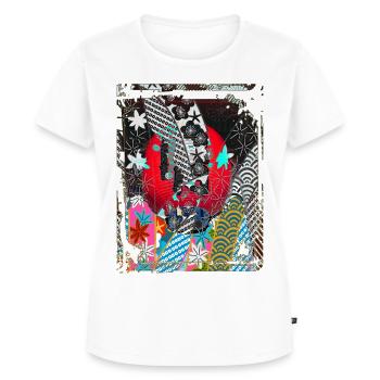 Rote japanische Laternen Nacht Straßenlaternen Lampen - Frauen Premium Bio T-Shirt - Weiß - Vorne - AI Model Female 172 dark (172cm)