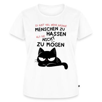 Schwarze Katze hasst Menschen – Zynisch & Lustig - Frauen Premium Bio T-Shirt - Weiß - Vorne - AI Model Female 172 dark (172cm)