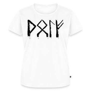 Wolf Runensprache - Frauen Premium Bio T-Shirt - Weiß - Vorne - AI Model Female 172 dark (172cm)