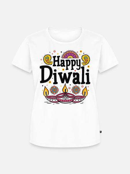 Happy Diwali - Frauen Premium Bio T-Shirt - Weiß