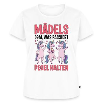 Mädels Egal Was Passiert Pegel Halten - Frauen Premium Bio T-Shirt - Weiß - Vorne - AI Model Female 172 dark (172cm)