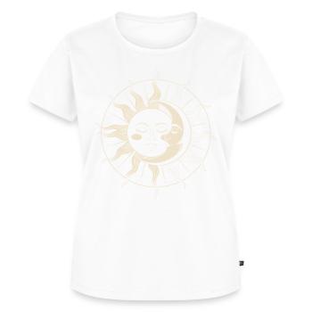 Sonne trifft Mond: Himmlische Harmonie - Frauen Premium Bio T-Shirt - Weiß - Vorne - AI Model Female 172 dark (172cm)