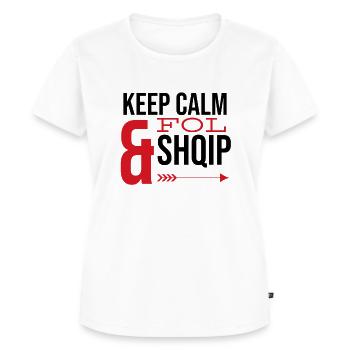 Keep calm and fol shqip Kuq e Zi Shqiptar Albanians - Women's Premium Organic T-shirt - white - Front - AI Model Female 172 dark (172cm)