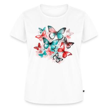 Schmetterling Bunt Farbenfroh Schön Kunst Natur - Frauen Premium Bio T-Shirt - Weiß - Vorne - AI Model Female 172 dark (172cm)