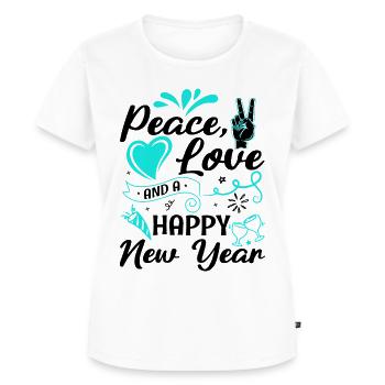 Réveillon du Nouvel An, Paix, Amour, Bonne Année - T-shirt Premium bio Femme - blanc - Devant - AI Model Female 172 dark (172cm)
