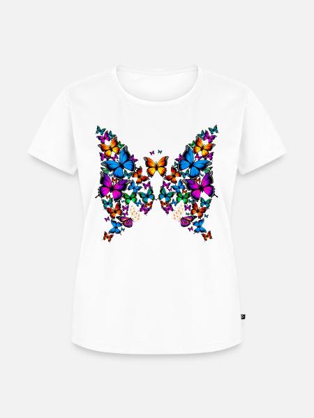 Frau Mädchen Schmetterlinge Gänseblümchen Design - Frauen Premium Bio T-Shirt - Weiß