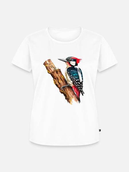 Aquarellspecht auf einem Baum - Frauen Premium Bio T-Shirt - Weiß