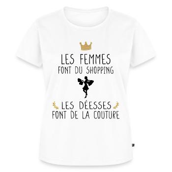 Couture - Cadeau - Humour - Couturière - T-shirt Premium bio Femme - blanc - Devant - AI Model Female 172 dark (172cm)
