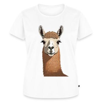Lama - Frauen Premium Bio T-Shirt - Weiß - Vorne - AI Model Female 172 dark (172cm)