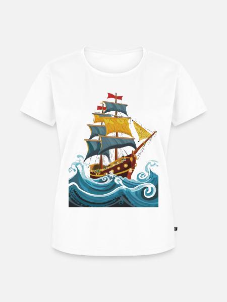 Segelschiff - Frauen Premium Bio T-Shirt - Weiß