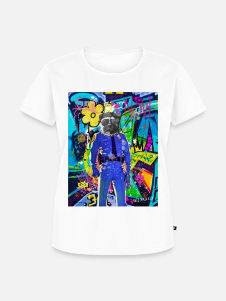 Street Art Hund Polizei - Frauen Premium Bio T-Shirt - Weiß