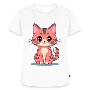 Chat Kawaii - T-shirt Premium bio Femme - blanc - Devant - AI Model Female 172 dark (172cm)