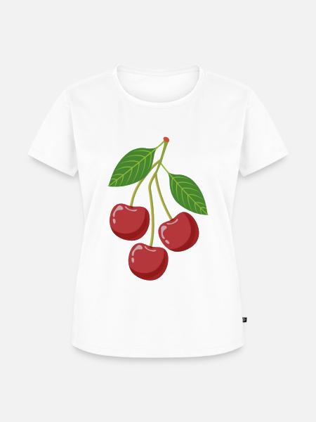 Kirschen am Zweig - Frauen Premium Bio T-Shirt - Weiß