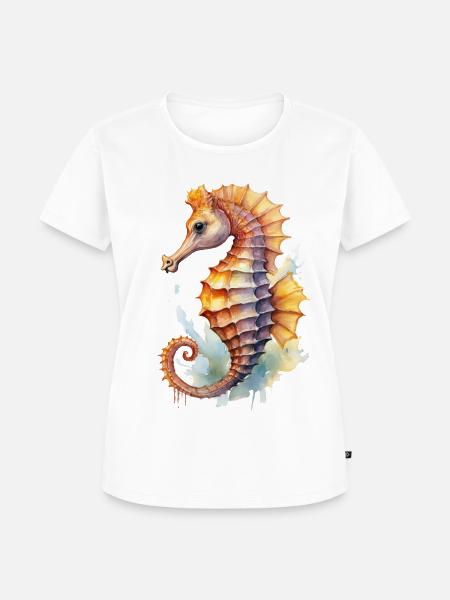 Seepferdchen Aquarell - Frauen Premium Bio T-Shirt - Weiß