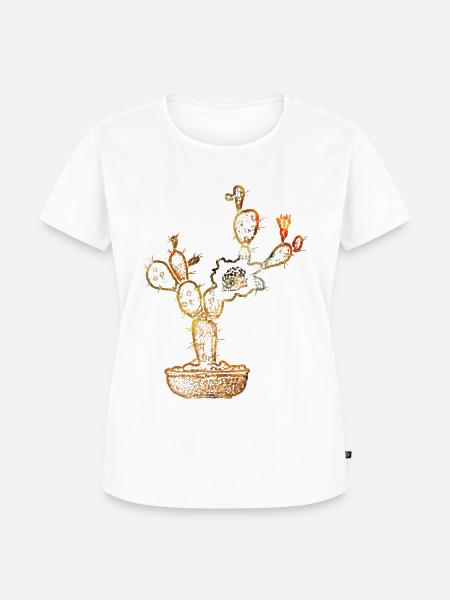 Kaktus Golden - Frauen Premium Bio T-Shirt - Weiß
