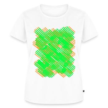 Rayures vert néon orange - T-shirt Premium bio Femme - blanc - Devant - AI Model Female 172 dark (172cm)