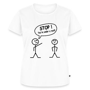 Strichmänchen Strichzeichnungen Meme Sprüche - Frauen Premium Bio T-Shirt - Weiß - Vorne - AI Model Female 172 dark (172cm)