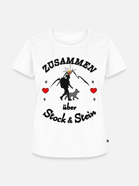 Frauchen Hund Wandern Gassi - Frauen Premium Bio T-Shirt - Weiß