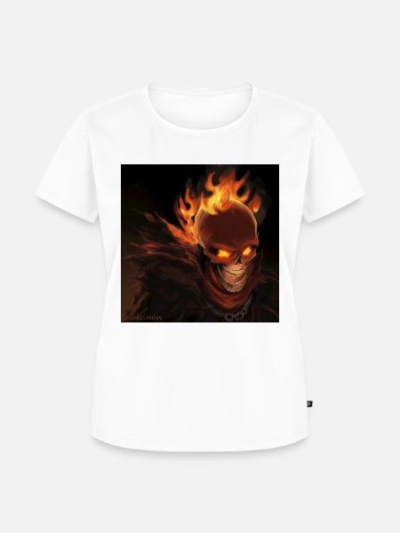 Burning skull - Frauen Premium Bio T-Shirt - Weiß