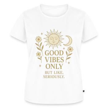 Modern Boho T-Shirt mit Sonne und Mond Motiv - Frauen Premium Bio T-Shirt - Weiß - Vorne - AI Model Female 172 dark (172cm)