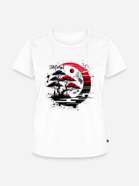 Japan Landschaft Mond - Frauen Premium Bio T-Shirt - Weiß