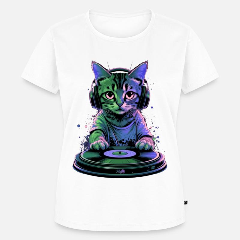Kitty DJ 🎧 - Frauen Premium Bio T-Shirt - Weiß