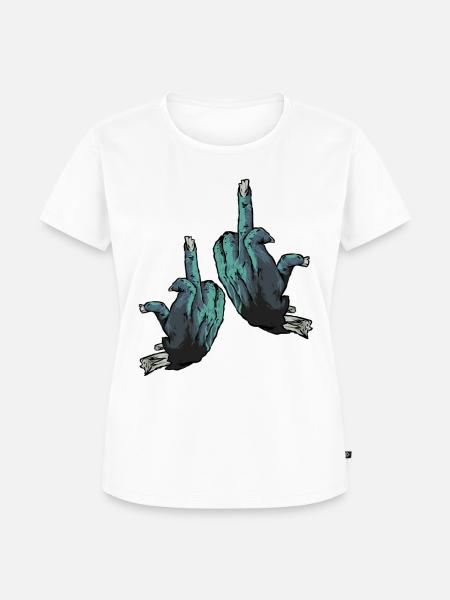 Mittelfinger Zombie - Frauen Premium Bio T-Shirt - Weiß