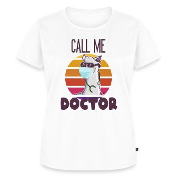 Lustiger Lama Arzt - Frauen Premium Bio T-Shirt - Weiß - Vorne - AI Model Female 172 dark (172cm)