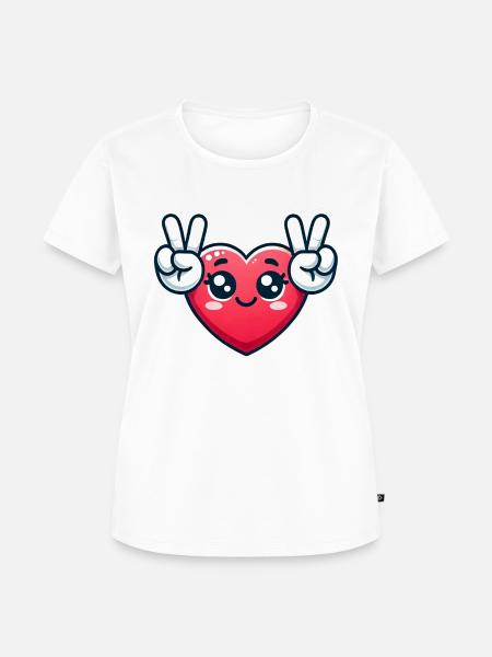 Herz mit Paece - Frauen Premium Bio T-Shirt - Weiß