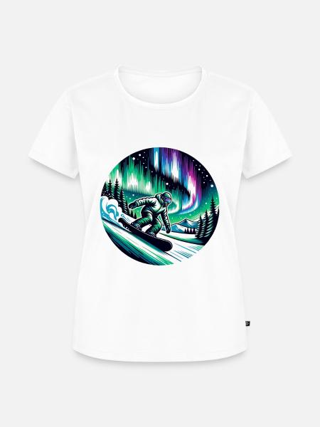 Snowboarden Unter Polarlichtern - Frauen Premium Bio T-Shirt -