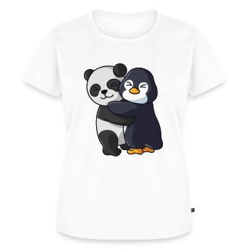 Panda mit Pinguin Liebe süßes niedliche Tiere - Frauen Premium Bio T-Shirt - Weiß - Vorne - AI Model Female 172 dark (172cm)