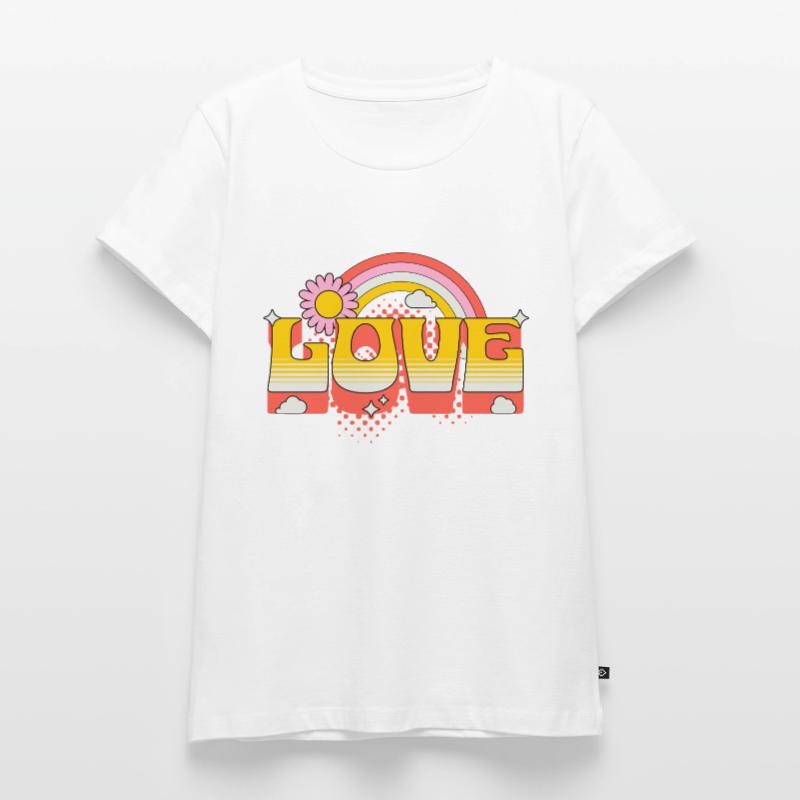 Love Scripture Flower Rainbow Clouds Art Women's Premium Organic T-shirt