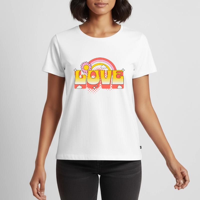 Love Scripture Flower Rainbow Clouds Art Women's Premium Organic T-shirt
